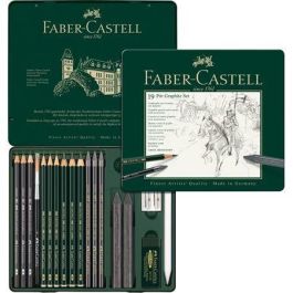 FABER-CASTELL Set Pitt Graphite medium, Lápices de Arte para Dibujo y Sombreado en Metalletui