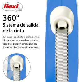 Flexi New Comfort Correa Retráctil de Cinta para Perros Pequeños XS 3M Azul, Paseo Seguro y Control Total