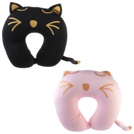 The Concept Factory Cojín Cervical Gato Mon Chat Mon Ch - Negro, Rosa - 30x28 cm
