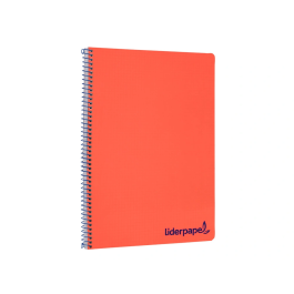 Liderpapel wonder Cuaderno espiral A4 tapa plástico 80 hojas 90gr cuadro 4mm con margen color rojo