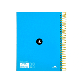 Antartik Cuaderno espiral A5 micro 120 hojas cuadro 5mm 90 gr tapa forrada color azul