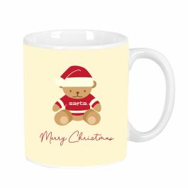 Safta Taza grande osito beige Felices Fiestas 8x9,5x8cm