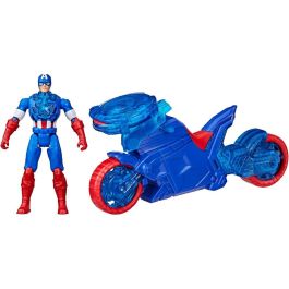 HASBRO Marvel Avengers - Capitán América con Moto Lanzaescudos - Figura de 10cm con Proyectil