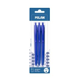 Boligrafo Milan P1 Retractil 1 mm Touch Azul Blister De 3 Unidades