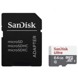 SanDisk Tarjeta de Memoria microSDXC Ultra 64GB Clase 10 100MB/s Adaptador SDSQUNR-064G-GN3MA