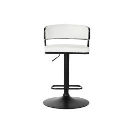 DKD Home Decor Taburete Moderno Blanco Metal Poliester Bucle 48 x 83.5 x 48.5 cm