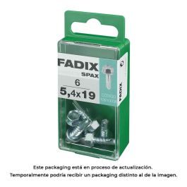 Fadix 10910038 Tornillo Rosca Chapa Hexagonal Autotaladrante 5,4x19mm Caja 6 Unidades Acero DIN 7504k