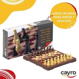 Cayro Juego de ajedrez y damas magnético de 16x16 cm. Ideal para 2 jugadores. Material: Plástico. Recomendado a partir de 7 años