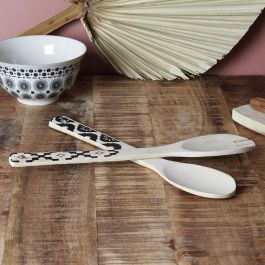 Home Deco Factory Juego De 2 Cubiertos Servir Mirage Bambú Mango Decorado Ensalada