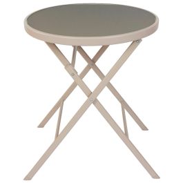 Home Deco Factory Mesa Plegable Beige de Vidrio Templado, Acero y Plástico PP - Diámetro 60 cm, Altura 71 cm Precio: 53.49999996. SKU: B16DFTYHEH