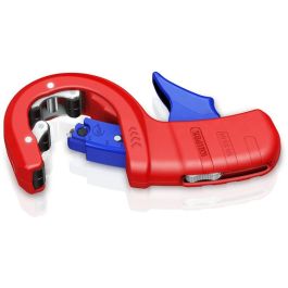 Knipex 90 23 01 BK Cortatubos para Plástico y Acero, Diámetro de Corte hasta 50 mm, Color Azul/Rojo