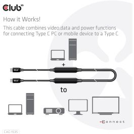Club 3D CAC-1535 Cable USB 3.2 Gen 2 Tipo C a Tipo C Macho a Macho 5 Metros 10 Gbps Negro