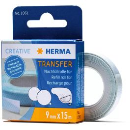 HERMA 1061 Rodillo de transferencia rellenable, adhesión desmontable, 15 m de longitud, 9 mm de ancho