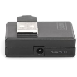 Digitus DN-30200-1 Hub USB 2.0 de 4 puertos, alta velocidad 480 Mbit/s, con cable integrado, color negro
