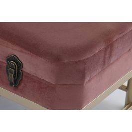 DKD Home Decor Descalzadora Rosa Dorado Metal Velvet 80 x 40 x 47 cm Set de 2