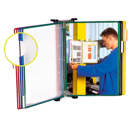 Tarifold Portacatalogos de Pared Metal con 10 Fundas A3 PVC con Pivotes Metálicos Marco Colores Surtidos 32x510x355 mm