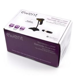 Ewent EW3430 Lector de Códigos de Barras Portátil 1D Inalámbrico, Resistente a Golpes, Negro