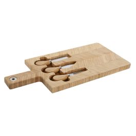 DKD Home Decor Tabla de Cortar para Queso de Bambú y Acero Inoxidable Natural 18.3x41x2 cm - Set de 4 Piezas Precio: 12.79000008. SKU: B1FYMHVCM4