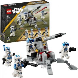 LEGO 75345 Star Wars Pack de Combate Soldados Clon 501, Incluye 4 Minifiguras y Cañón Antivehículo AV-7, +6 Años