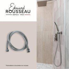Edouard Rousseau ROU3047404026110 Manguera de Ducha con Tuercas Metálicas, Engarces de Seguridad, 2m, Mango de Acero Inoxidable Cromado