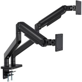 Digitus Soporte Doble para Monitor Dual, hasta 45", 2x 20 kg, 40 kg Total, Abrazadera Escritorio, Negro