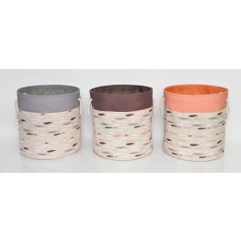 DKD Home Decor Cesta Ropa Basicos Gris Burdeos 45 x 45 x 45 cm (3 Unidades)