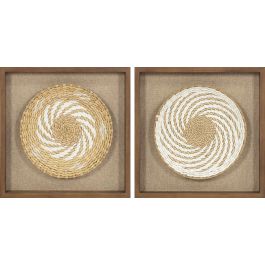 DKD Home Decor Cuadro Decorativo Estilo Bohemio Beige y Blanco de Yute y Pino, 35 cm Ancho, 35 cm Alto, 3,6 cm Profundidad (Pack de 2) Precio: 37.94999956. SKU: B1GTJXERPN