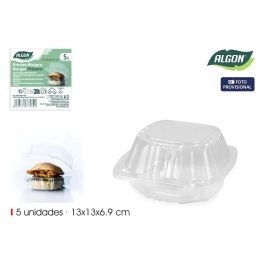 Set de 5 envases con bisagra para hamburguesas 13x6.9 cm Algon (24 Cajas) Precio: 20.50000029. SKU: B1K8DRNPZB