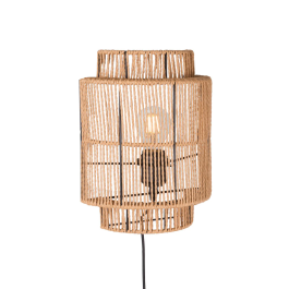 Aplique de Pared Mirpur Khas, Estilo Natural y Mediterráneo, Madera, E27, SKD-W1025