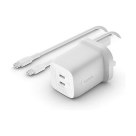 Belkin Cargador USB-C GaN 65W WCH013VF2MWH-B6 con Cable de 2m, Doble Puerto, Pared, PD 3.0 y PPS para Portátil, Smartphone y Tablet - Blanco Precio: 43.99000012. SKU: B1A5DP363C