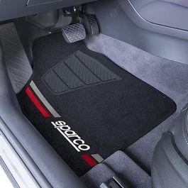 Sparco SPCF508RD Alfombras de Moqueta Negras con Franja Roja - Juego 4 Unidades, Universales, Antideslizantes, Talonera de Goma Precio: 27.69000058. SKU: S37113485