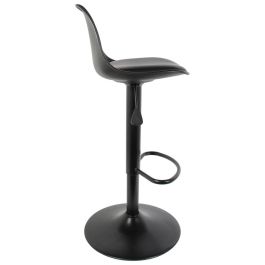 Home Deco Factory Taburete Bar Isak Negro Colección Industriel - Asiento Acolchado, Altura Regulable 83-104 cm