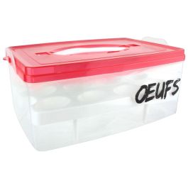 Easy Make Huevera 24 Huevos 2 Pisos con Asa para Nevera y Picnic