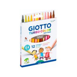 Rotulador Giotto Turbo Color Skin Tones Lavable Punta Bloqueada Caja De 12 Colores Surtidos