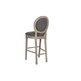 DKD Home Decor Taburete Alto Tradicional Gris Oscuro - Lino y Abeto - 54x118x48 cm Altura Asiento 76 cm Desmontable