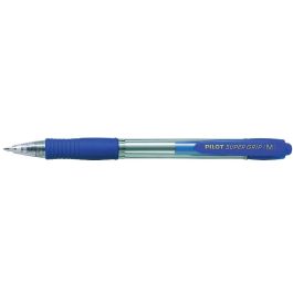 Boligrafo Pilot Super Grip Azul Retractil Sujecion De Caucho Tinta Base De Aceite 12 unidades