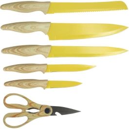 Menastyl 5041062 Bloque de cuchillos de 6 piezas, Hoja de cerámica, Polipropileno, Azafrán