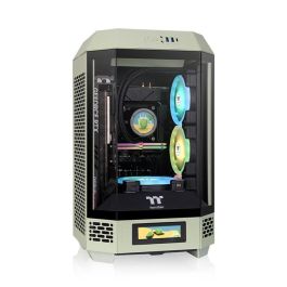 Thermaltake The Tower 250 Mini Tower para PC con Pantalla LCD de 3.9 pulgadas, Ventiladores 120mm Preinstalados - Matcha Green