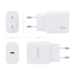 Aisens Cargador USB-C PD3.0 25W Blanco 1 Puerto USB-C con Power Delivery