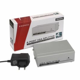 AISENS A116-0085 Divisor Duplicador Vídeo SVGA 4 Puertos para 4 Monitores 1920x1440 Carcasa Metálica Gris