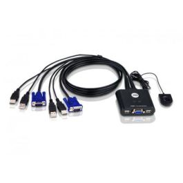 Aten CS22U-AT Interruptor KVM USB 2 Puertos VGA Negro - Controla 2 Computadoras, Resolución 2048x1536