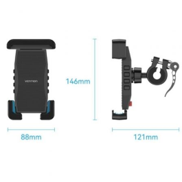 Vention KCWB0 Soporte de Smartphone para Bicicleta Negro para Manillar 15-30mm, Pantalla 4.7-6.8 Pulgadas