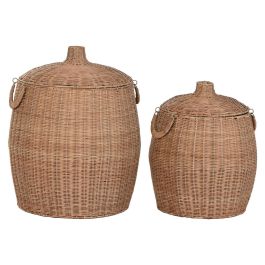DKD Home Decor Cesta Tropical de Ratán y Metal Natural 45 x 56 x 45 cm (Set de 2) Precio: 103.99000029. SKU: B18PTKLX7J