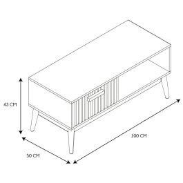 Home Deco Factory Mesa De Centro Klaus, Estructura de MDF y pino, 100x50 cm, h.43 cm