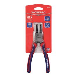 Workpro Alicates Curvos Arandelas Retención Exterior 180 mm Acero Cromo-Vanadio Mango Cómodo
