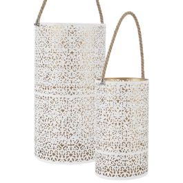 Home Deco Factory Juego de 2 Farolillos Dorado-Blanc