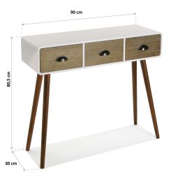 Mesa de Entrada Versa con 3 Cajones - Madera de Pino y MDF - 30x80x90 cm Mesa de Entrada Versa con 3 Cajones - Madera de Pino y MDF - 30x80x90 cm