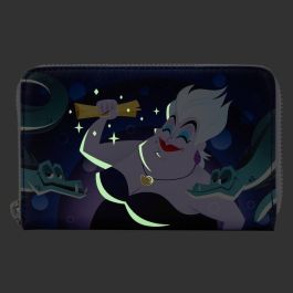 Loungefly Cartera Úrsula La Sirenita Disney con Cremallera, Brilla en la Oscuridad y Herrajes Plateados 15x9.37cm