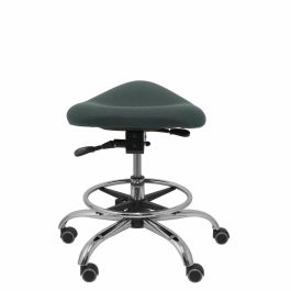 Piqueras y Crespo Taburete Clínico Giratorio Ergonómico con Asiento Anatómico, Base Cromada y Tejido Bali Gris Oscuro