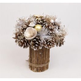 DKD Home Decor Centro de Mesa Navidad Moderna Dorado Marron Piña Natural 18 x 22 x 18 cm Precio: 9.5000004. SKU: B1D5JCS56K